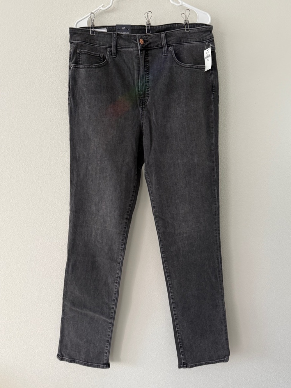 NWT GAP High Rise Classic Straight Jeans Black 33 16 Tall 33T 16T Womens stretch